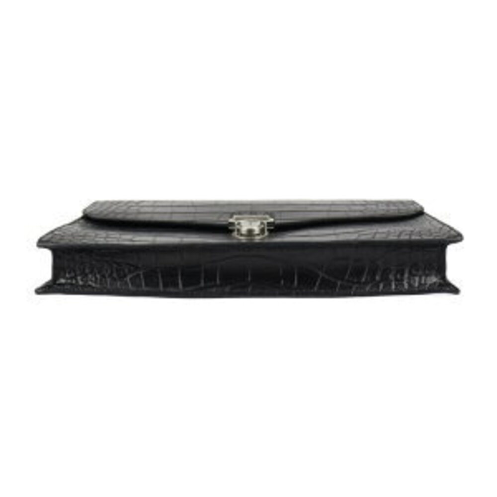 Celine briefcase flap Business Carry handbag shoulder embossed Crocodile black - Picture 4 of 9